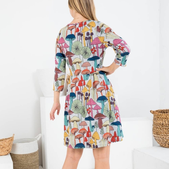 LA Soul Mushroom Long Sleeve Skater Dress - Picture 3 of 9
